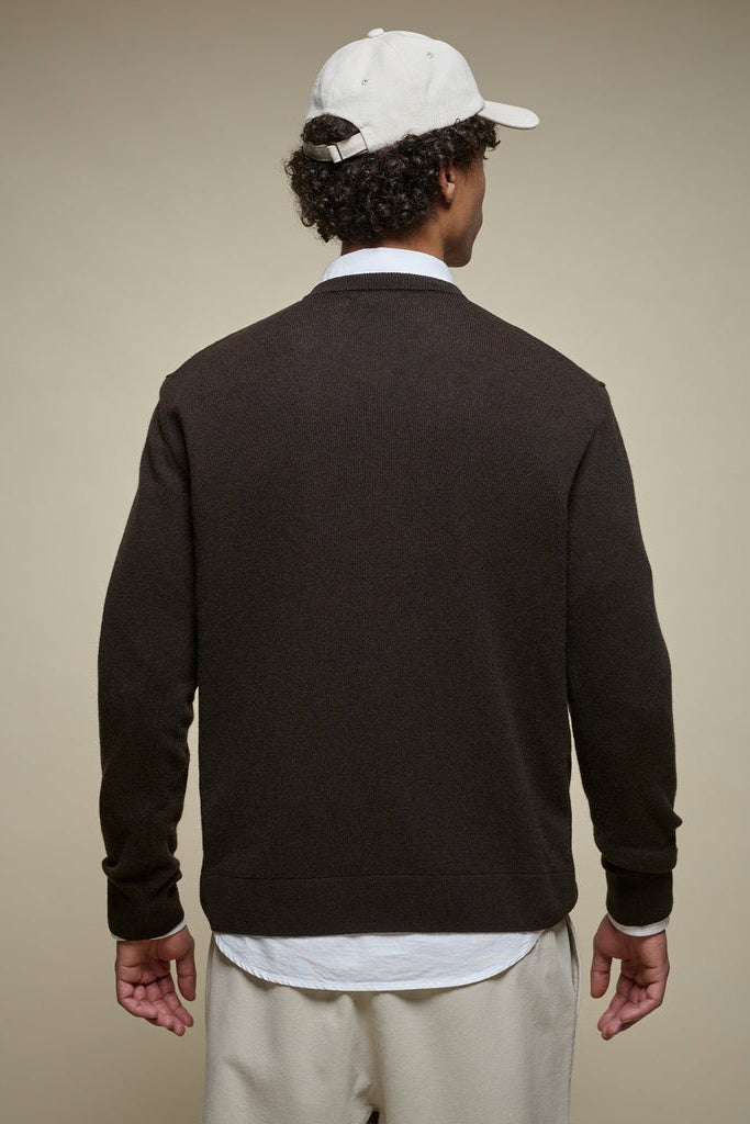 Merz b. Schwanen Wool Longsleeve Henley - espresso