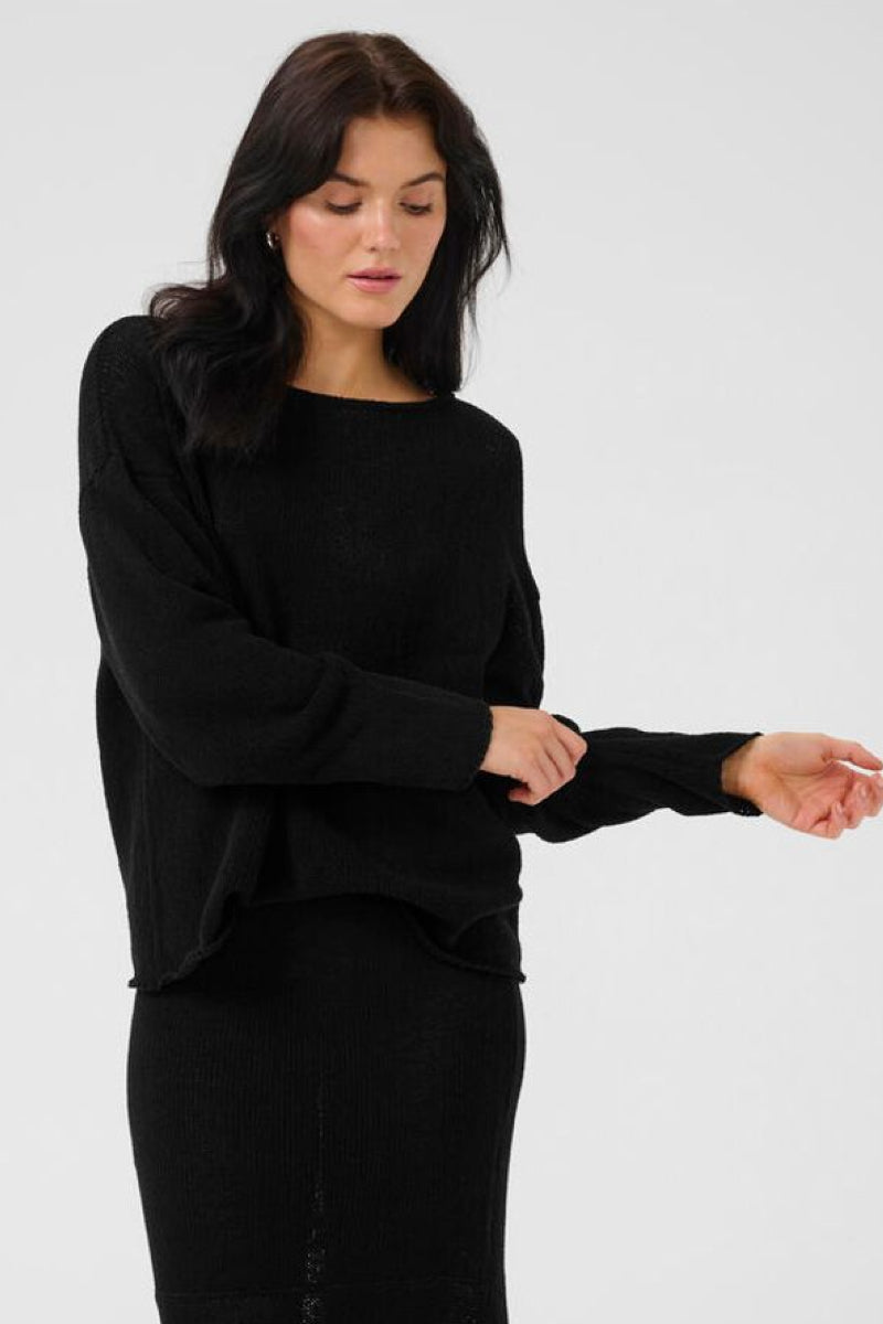 My Essential Wardrobe DivaMW Boxy knit blouse - black