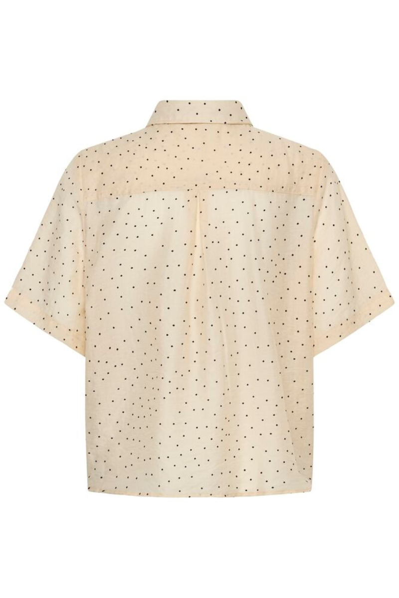 My Essential Wardrobe MWHally SS Boxy shirt - oatmeal w. dots