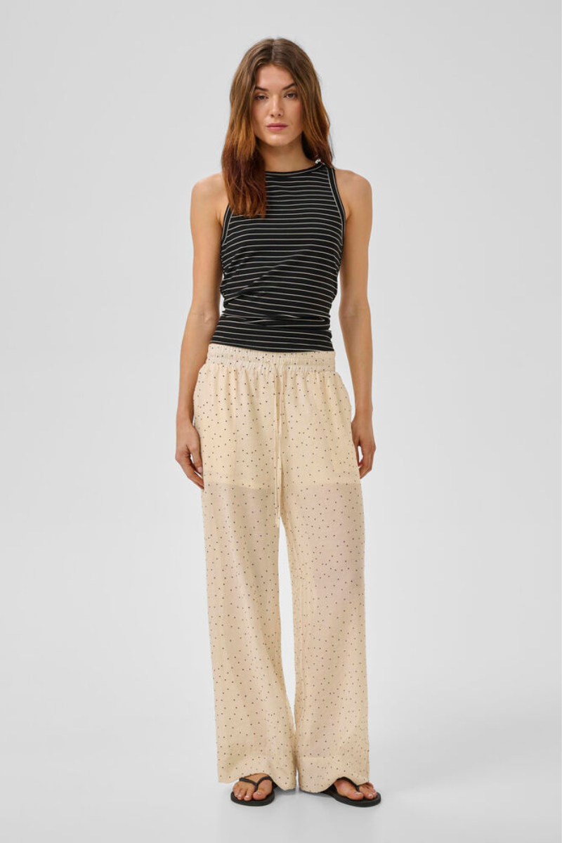My Essential Wardrobe MWHally pants - oatmeal w. dots