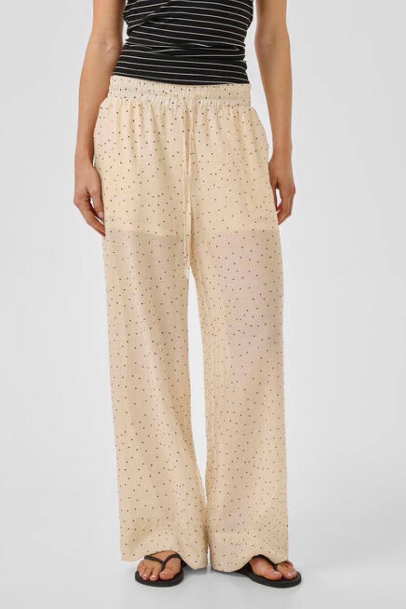 My Essential Wardrobe MWHally pants - oatmeal w. dots