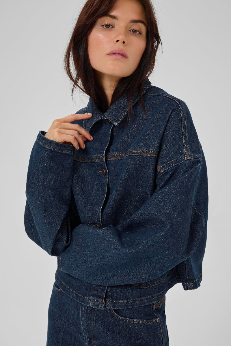 My Essential Wardrobe MWMalle 139 Deco Denim jacket - Dark blue un-washed