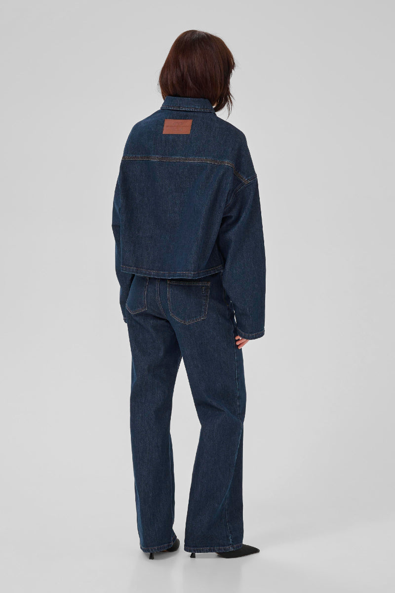 My Essential Wardrobe MWMalle 139 Deco Denim jacket - Dark blue un-washed
