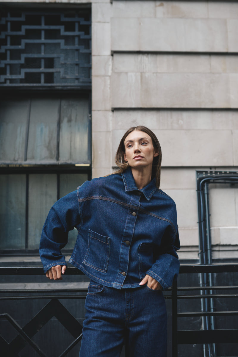 My Essential Wardrobe MWMalle 139 Deco Denim jacket - Dark blue un-washed