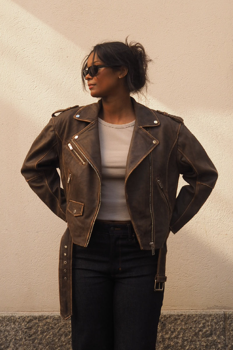 My Essential Wardrobe MWGilo leather jacket - Brown retro wash