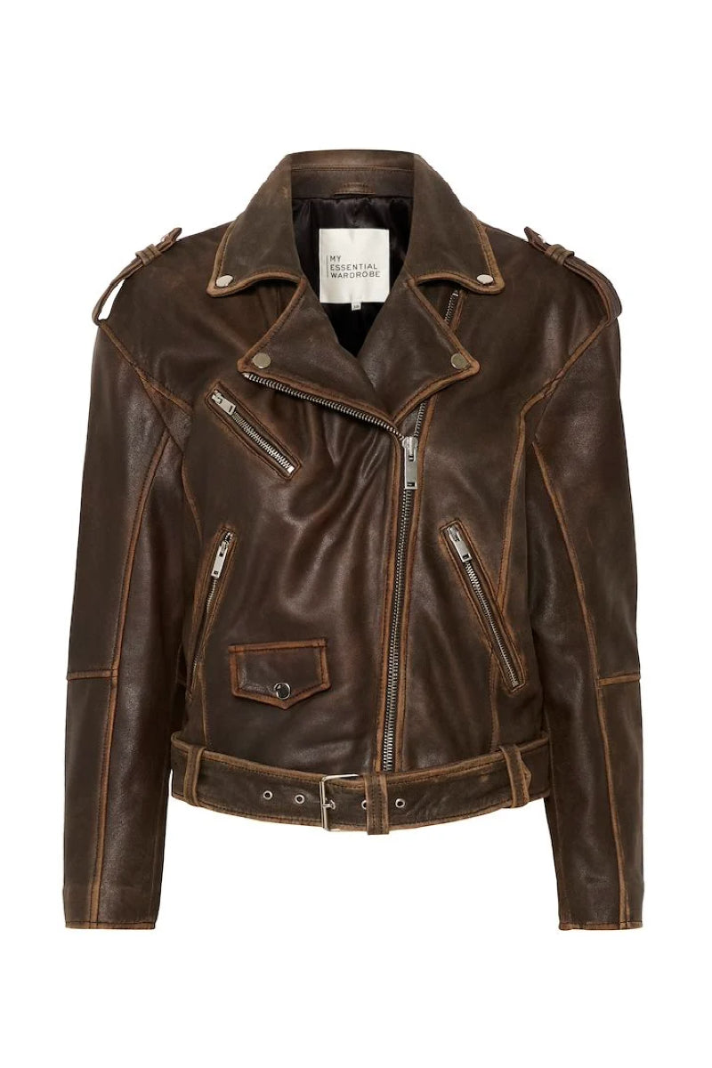 My Essential Wardrobe MWGilo leather jacket - Brown retro wash