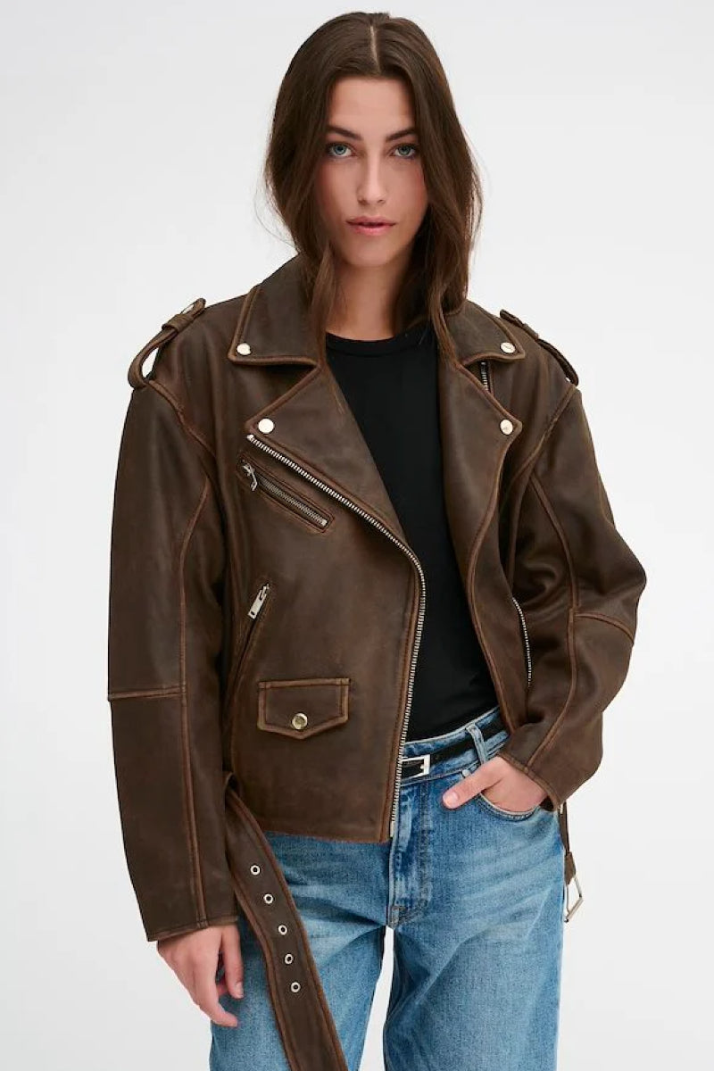 My Essential Wardrobe MWGilo leather jacket - Brown retro wash