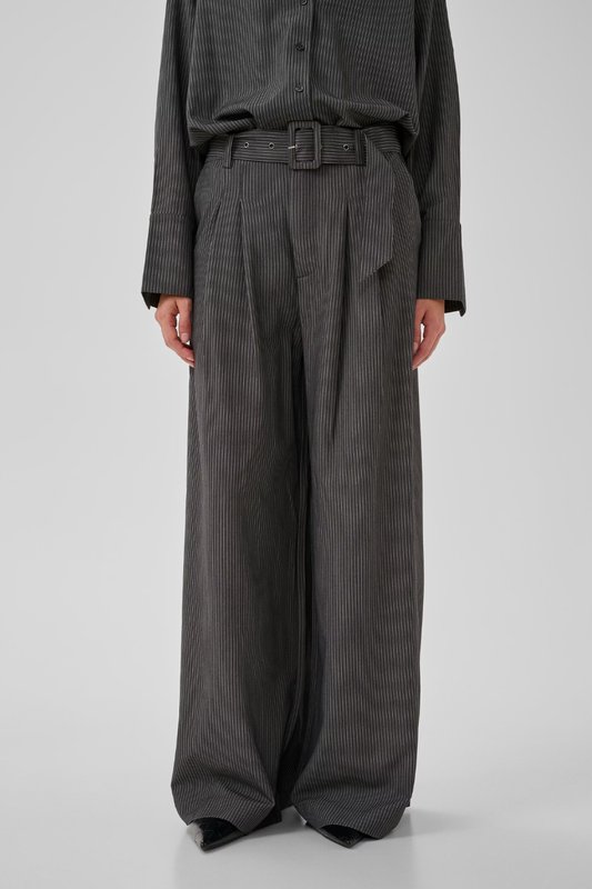 My Essential Wardrobe The Pinstriped High Pant 23 - grey melange with stripe