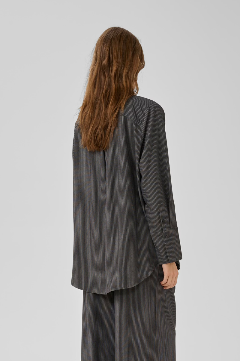 My Essential Wardrobe The Pinstriped shirt 22 - grey melange with stripe