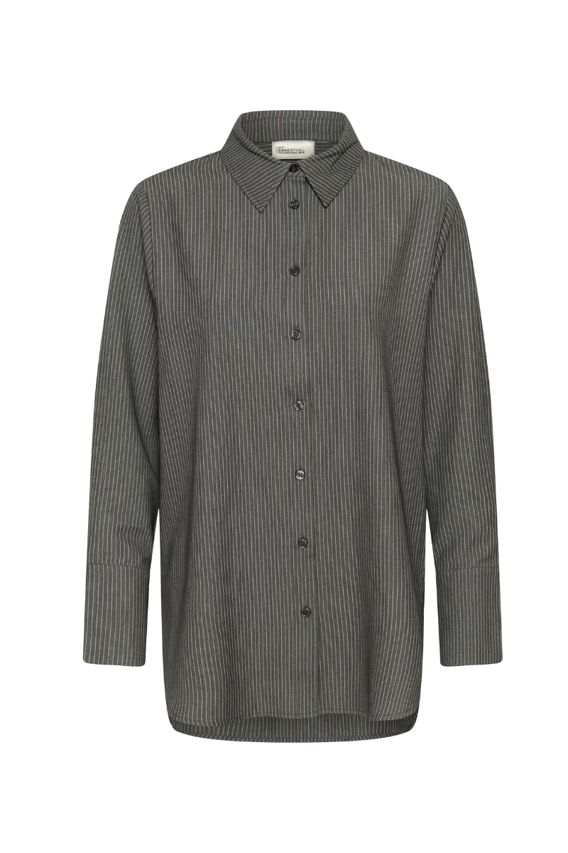 My Essential Wardrobe The Pinstriped shirt 22 - grey melange with stripe