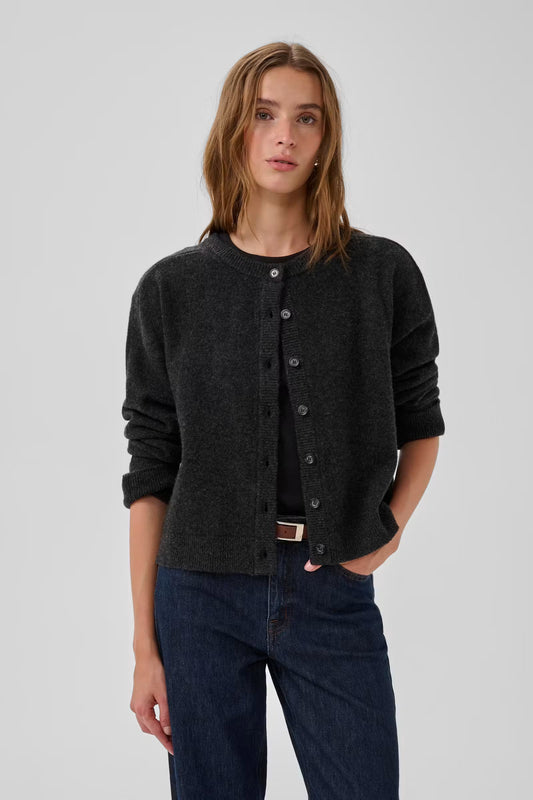 My Essential Wardrobe 13 The Knit Cardigan - dark grey melange