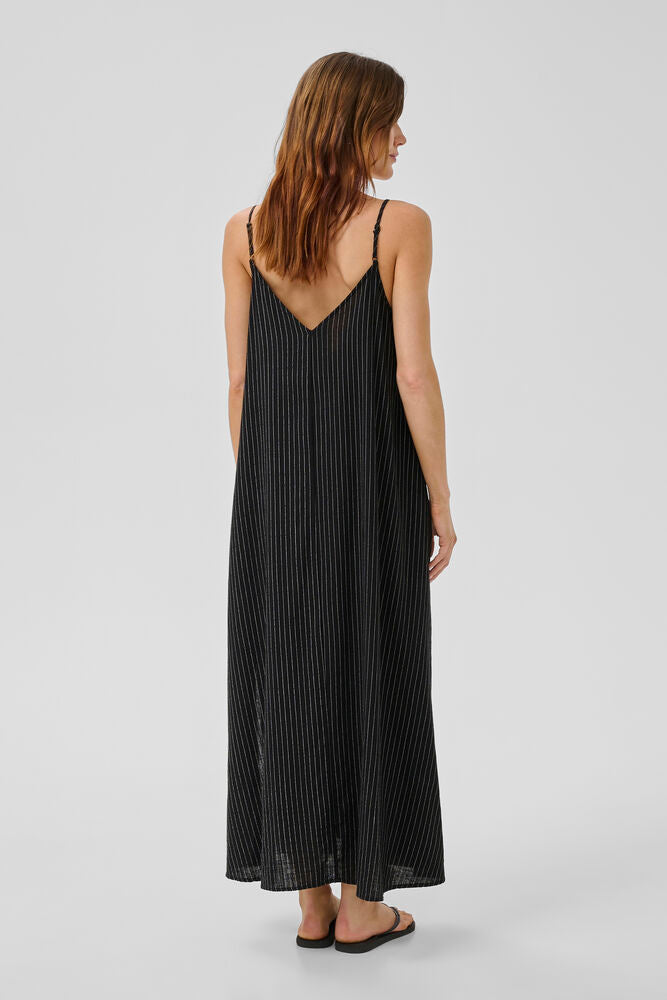 My Essential Wardrobe JannieMW Nelly Strap Dress - black w. oatmeal stripe