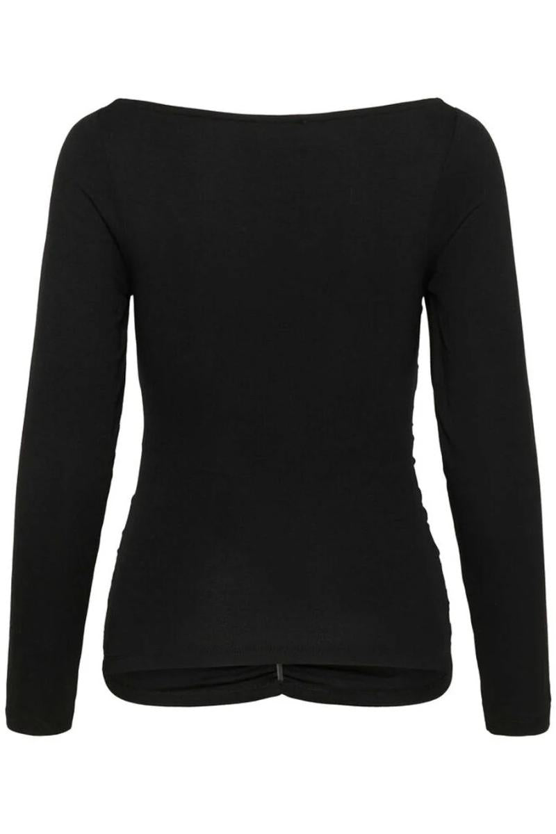 Naisten musta v-kaula-aukkoinen pitkähihainen