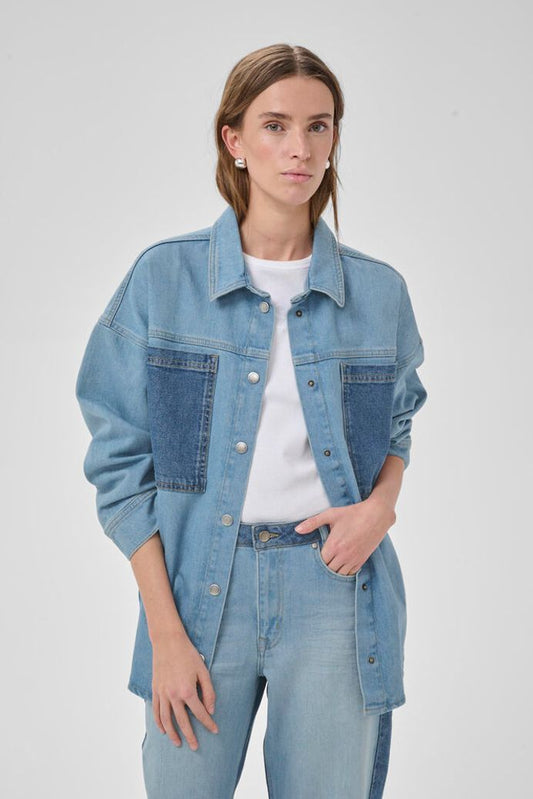 My Essential Wardrobe MWMazie 139 Boxy Mix shirt - light blue / blue wash