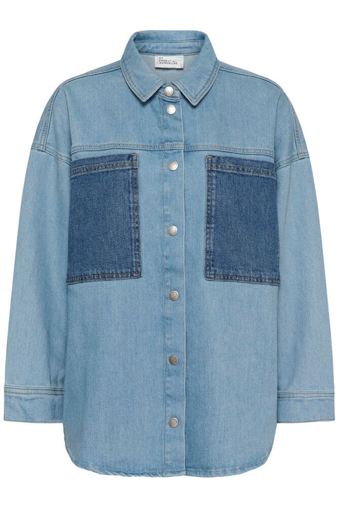My Essential Wardrobe MWMazie 139 Boxy Mix shirt - light blue / blue wash