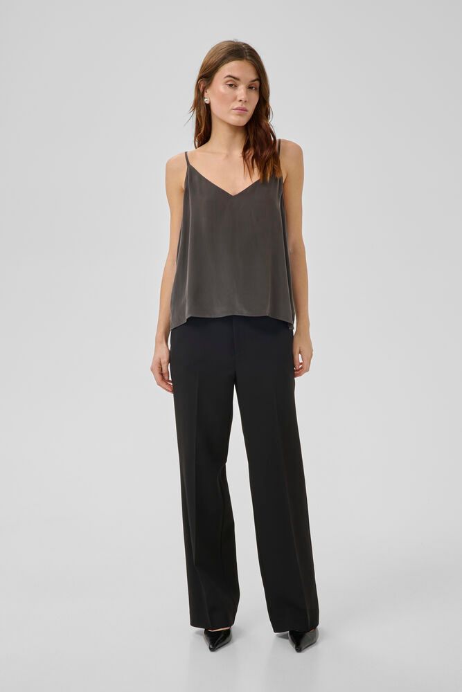 My Essential Wardrobe MWSilk Strap Top - dark shadow grey