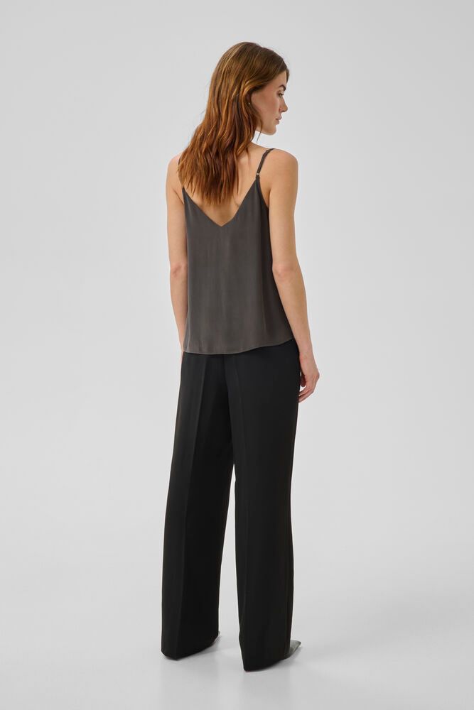 My Essential Wardrobe MWSilk Strap Top - dark shadow grey