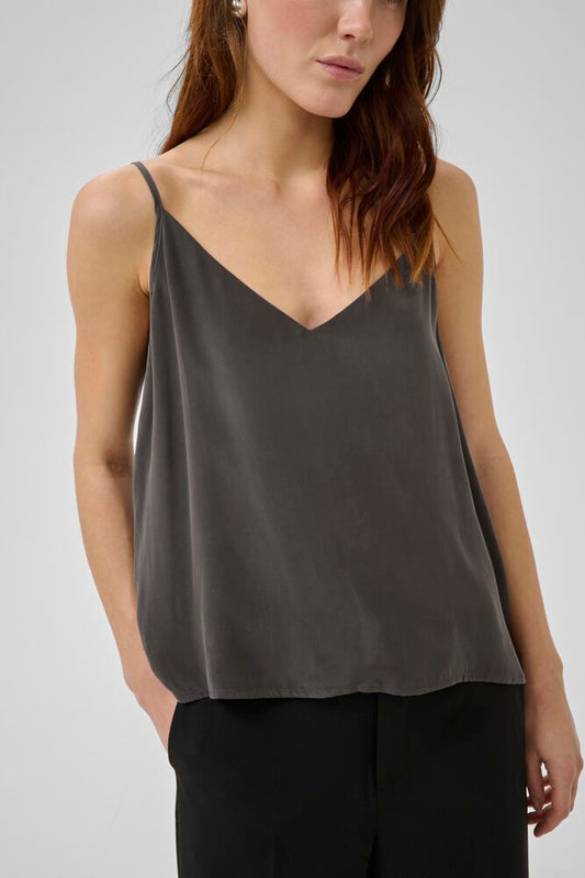 My Essential Wardrobe MWSilk Strap Top - dark shadow grey