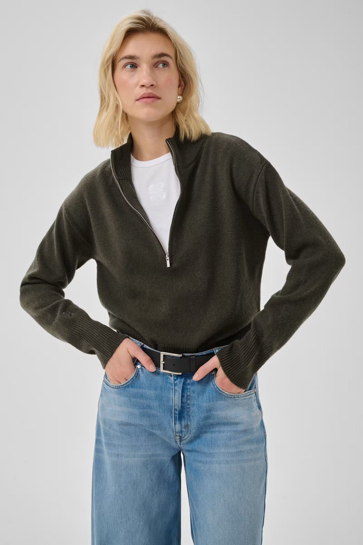 My Essential Wardrobe MWTracy Halfzip Pullover - raven grey