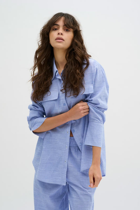 Naisten raidallinen kauluspaita