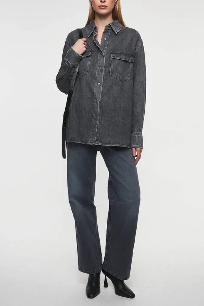 NEUW Bowery denim shirt - stone grey