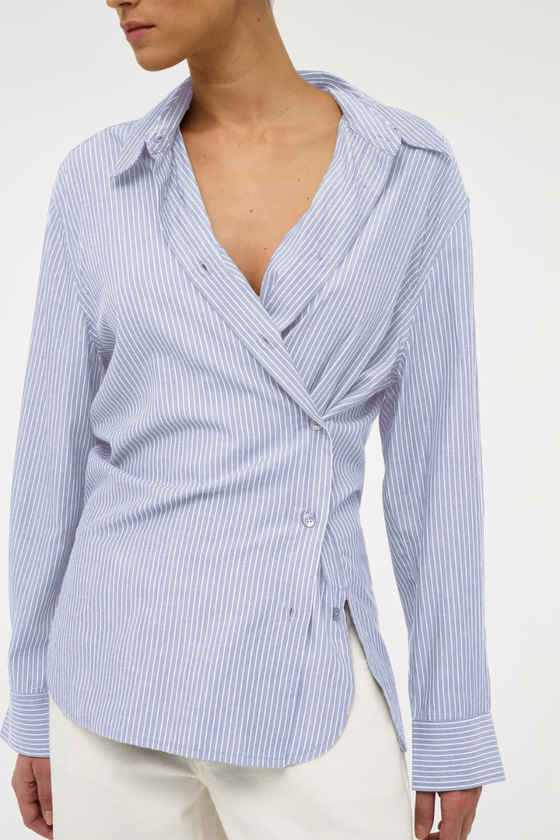 NEUW Mirage Drape Shirt - french navy stripe