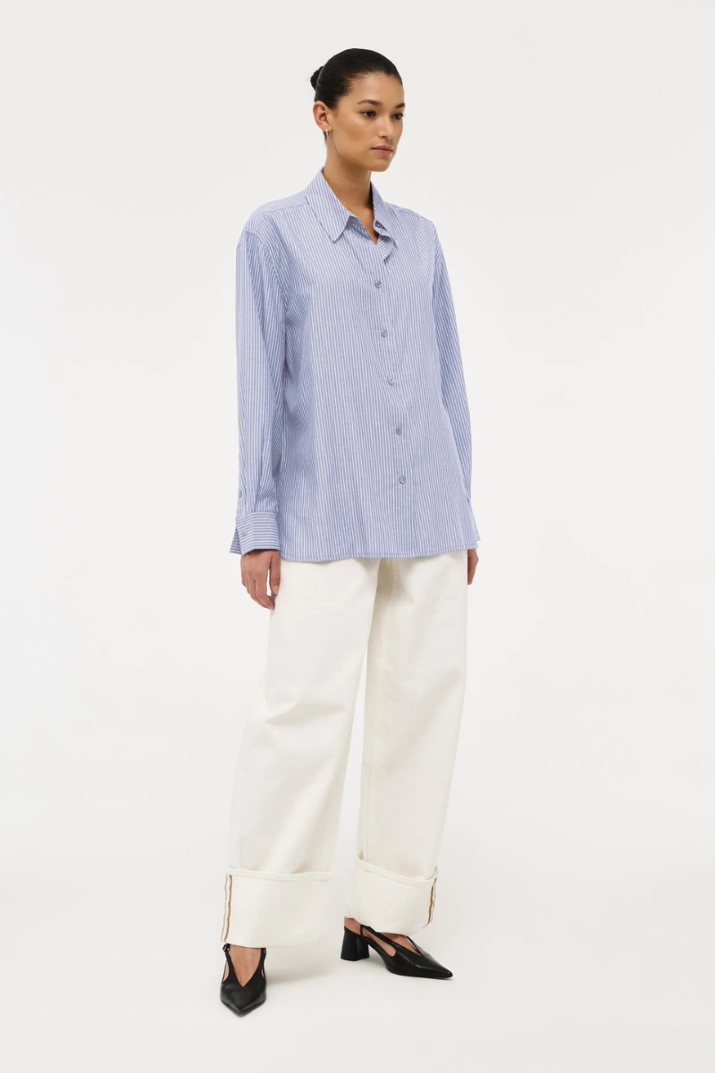 NEUW Mirage Drape Shirt - french navy stripe