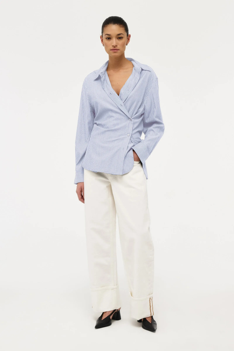 NEUW Mirage Drape Shirt - french navy stripe