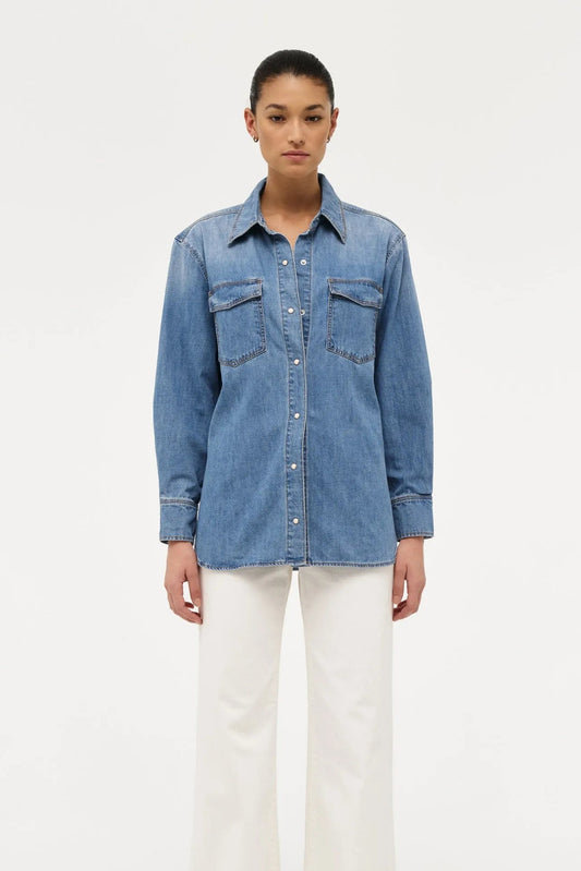NEUW Bowery Denim Shirt - Vision mid vintage indigo