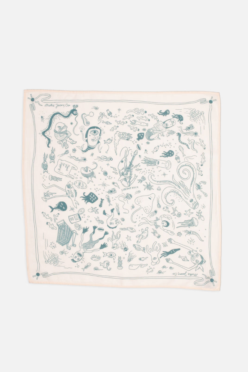 Nudie Jeans Ingrid Bandana Deep Sea Doodles - pink
