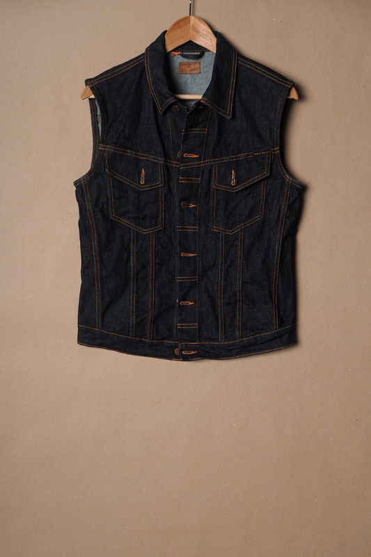 Nudie Re-use Berry "Sanningen" denim vest - M I #0143