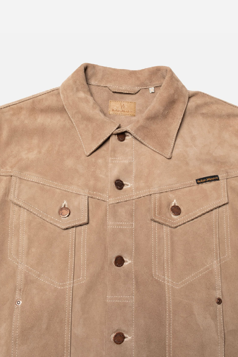 Nudie Jeans Willy Suede Leather Jacket - Mud