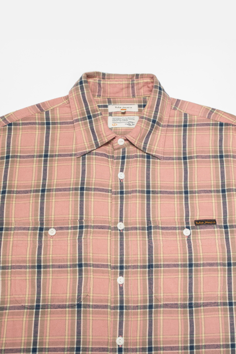 Nudie Jeans Julian Worker Shirt Checked - pink