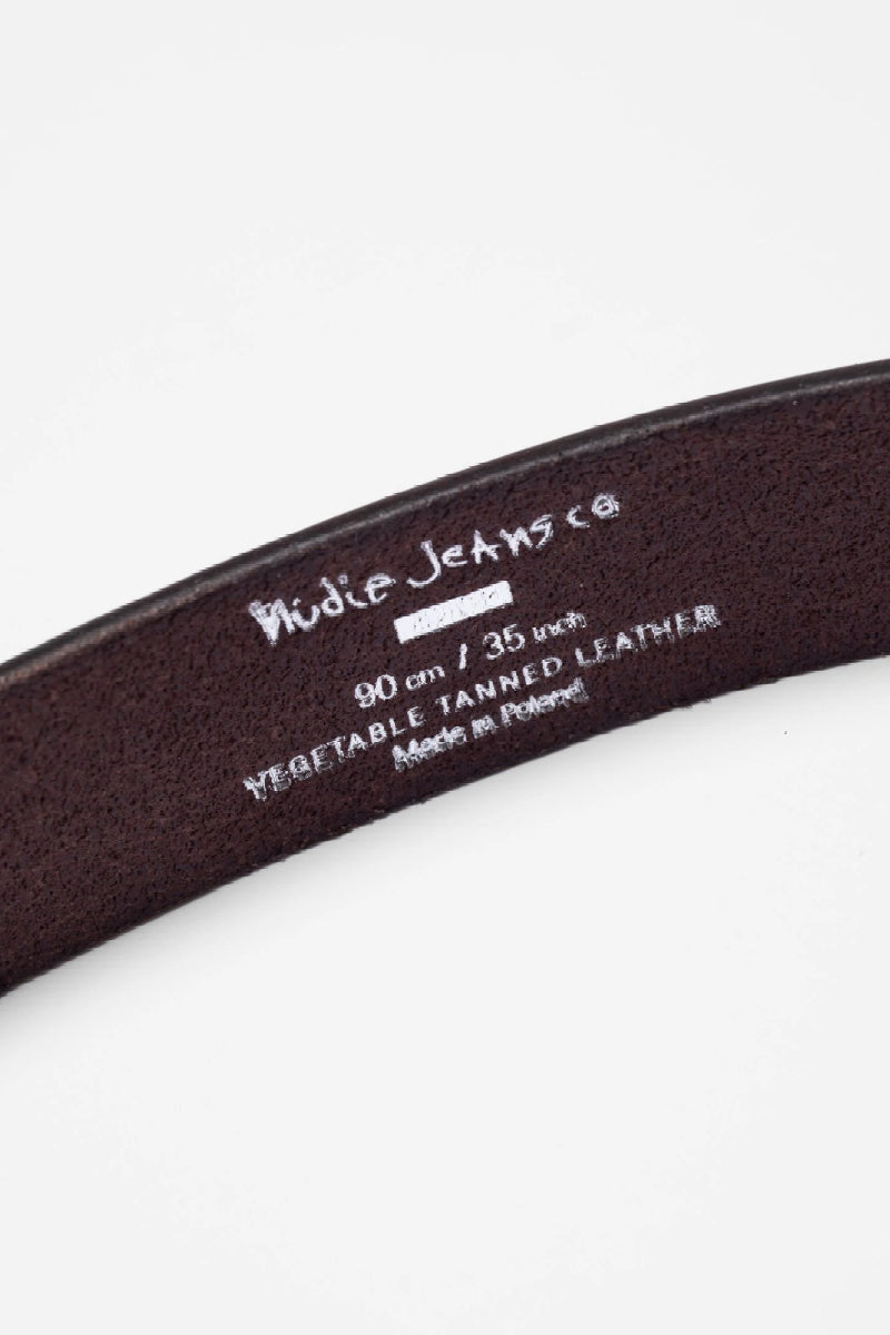 Nudie Western Silver belt - dark brown