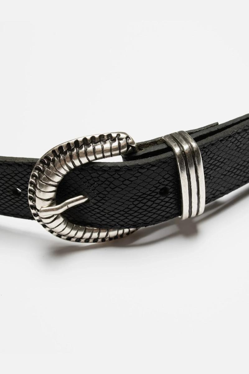 Nudie Jeans Faux Reptile Leather Belt - black