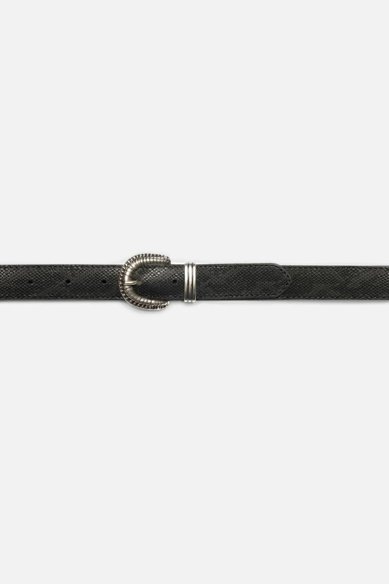 Nudie Jeans Faux Reptile Leather Belt - black