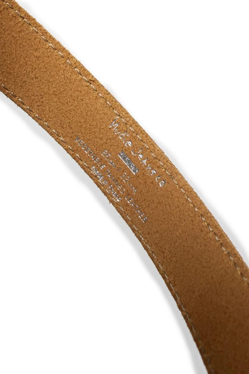 Nudie Jeans Western Suede Silver Belt - tobacco