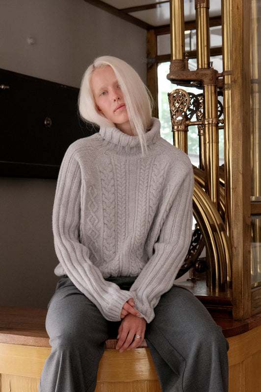 OUNCE garments Calm Turtleneck Sweater - grey melange