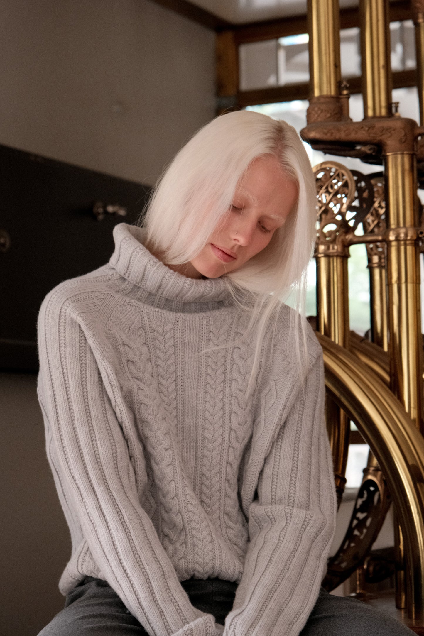 OUNCE garments Calm Turtleneck Sweater - grey melange