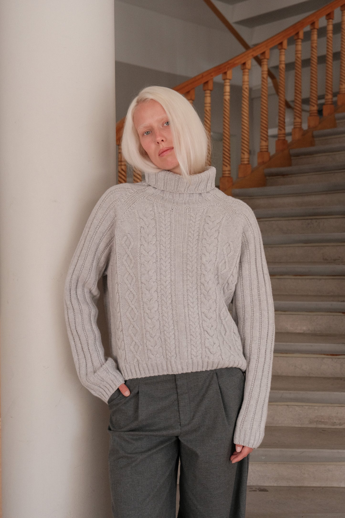 OUNCE garments Calm Turtleneck Sweater - grey melange