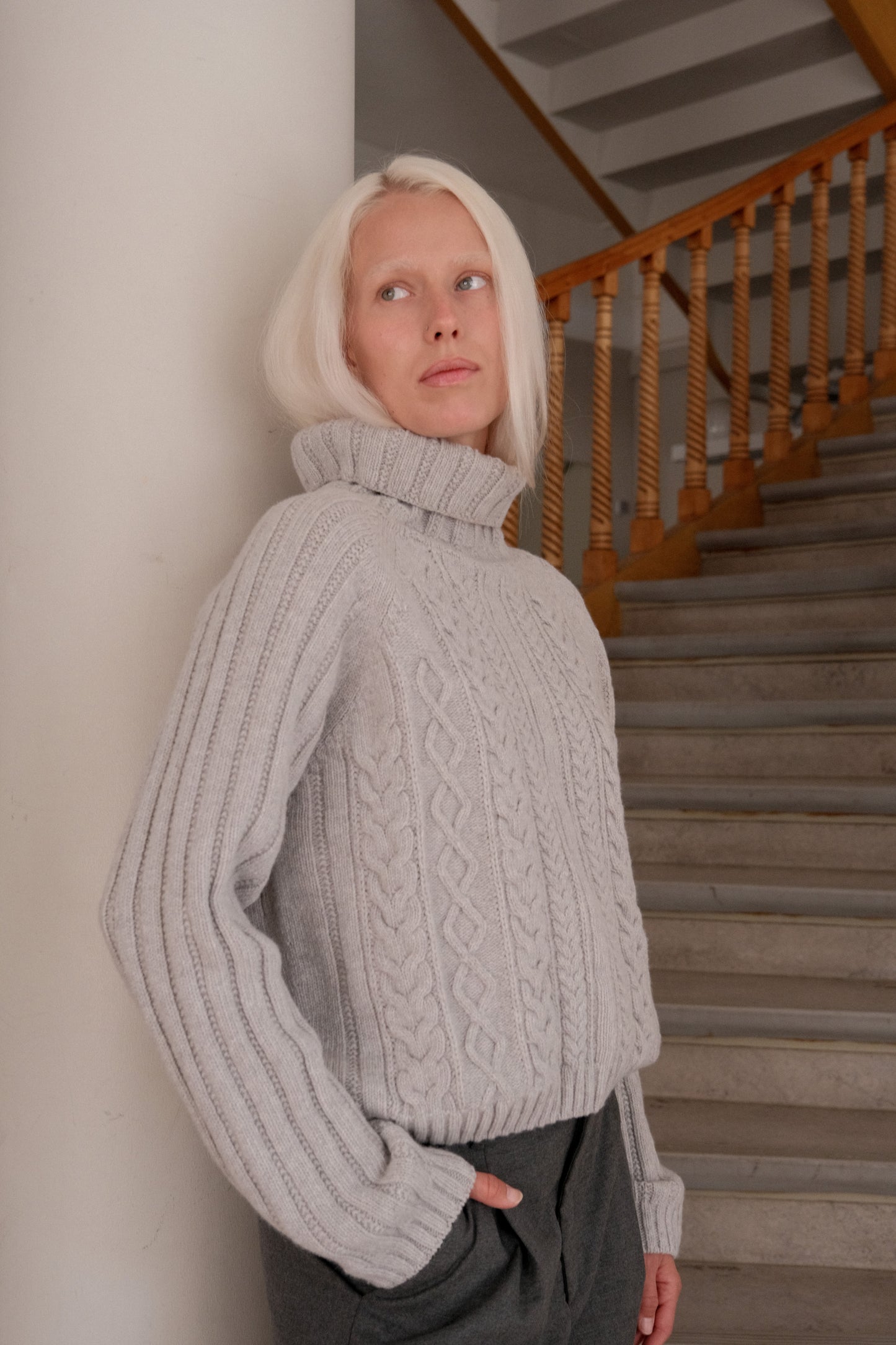 OUNCE garments Calm Turtleneck Sweater - grey melange