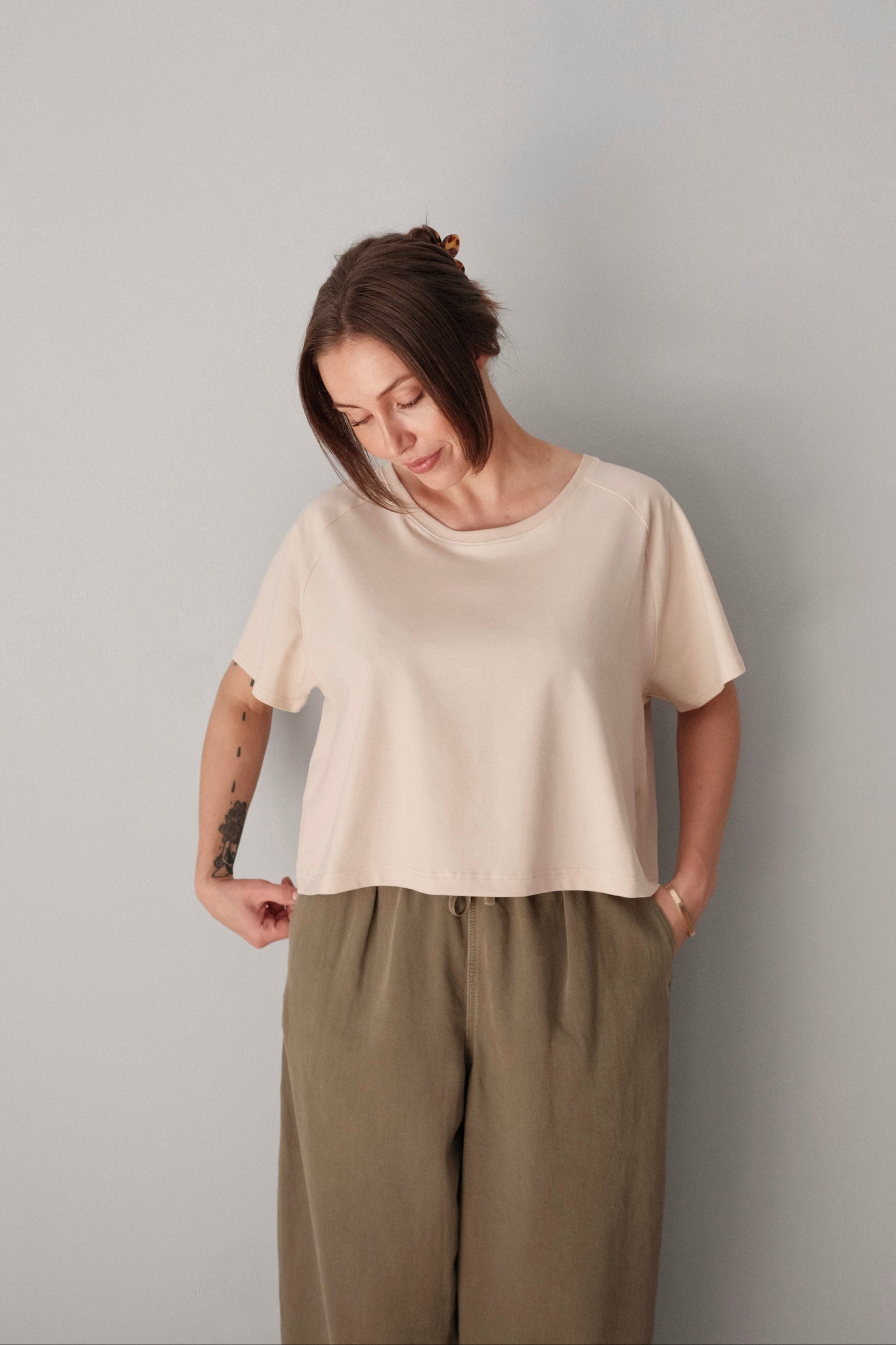 Naisten cropattu oversize t-paita