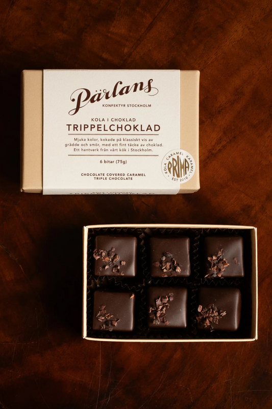 Pärlans Konfektyr Chocolate covered caramel box of 6 - triple chocolate