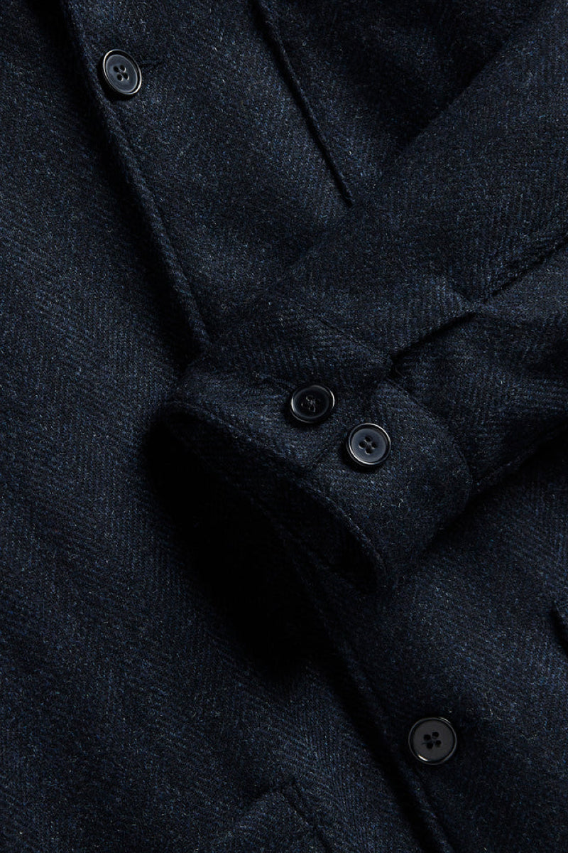 Portuguese Flannel Labura Herringbone Wool jacket - navy