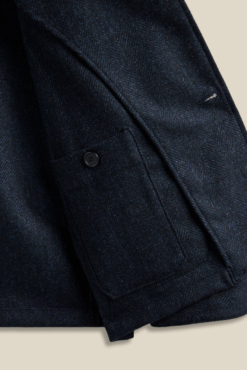 Portuguese Flannel Labura Herringbone Wool jacket - navy