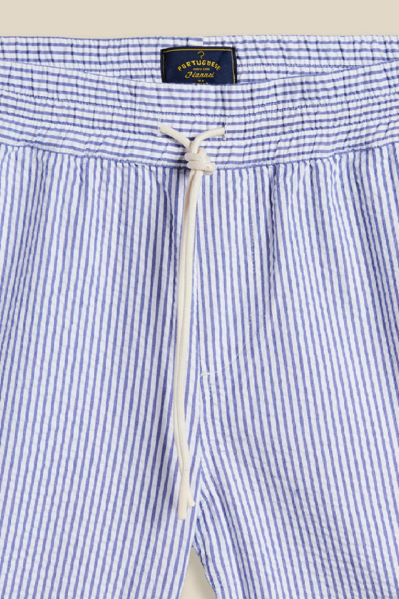 Portuguese Flannel Seersucker shorts - stripe blue
