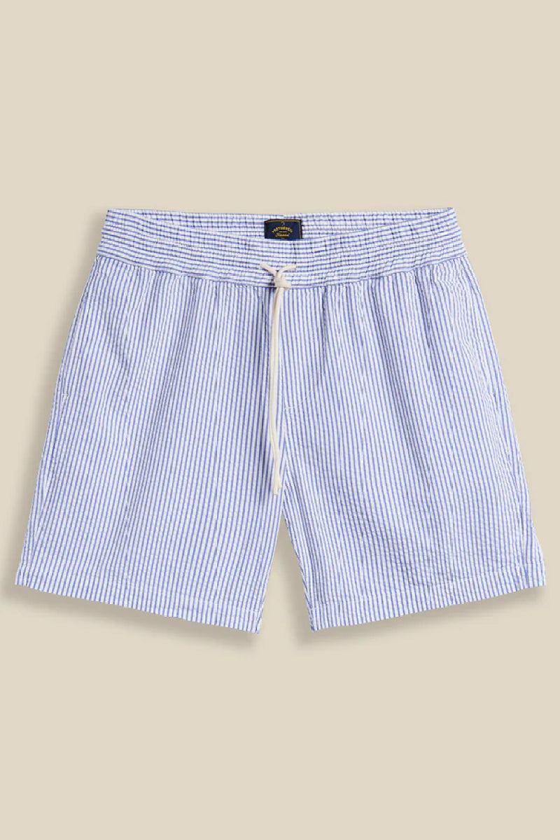 Portuguese Flannel Seersucker shorts - stripe blue
