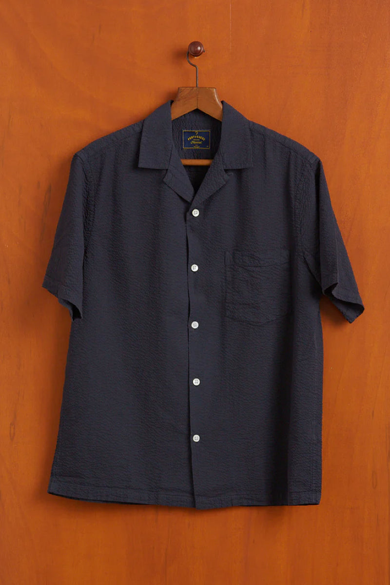 Portuguese Flannel Atlantico Camp Collar - Navy