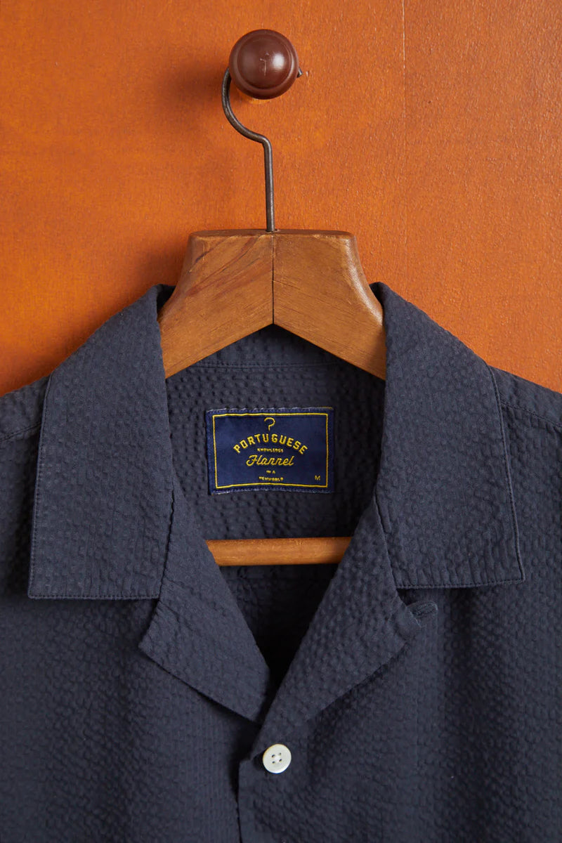 Portuguese Flannel Atlantico Camp Collar - Navy