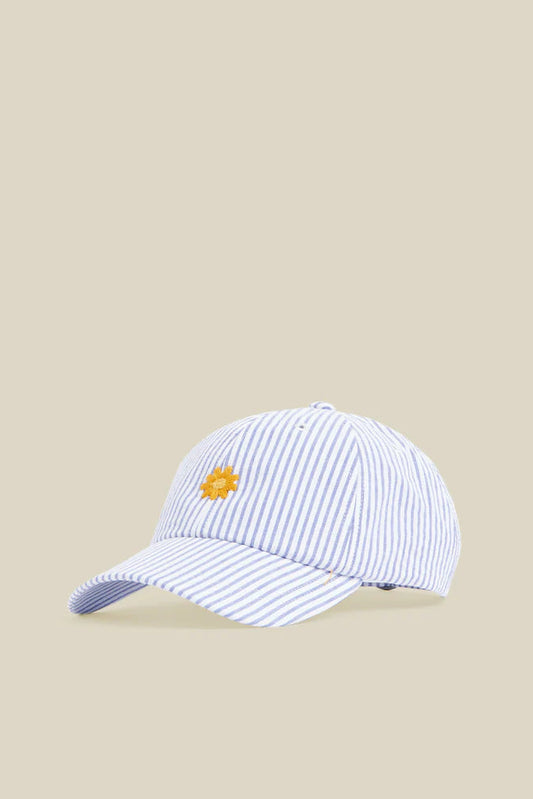 Portuguese Flannel Seersucker Cap - blue stripe